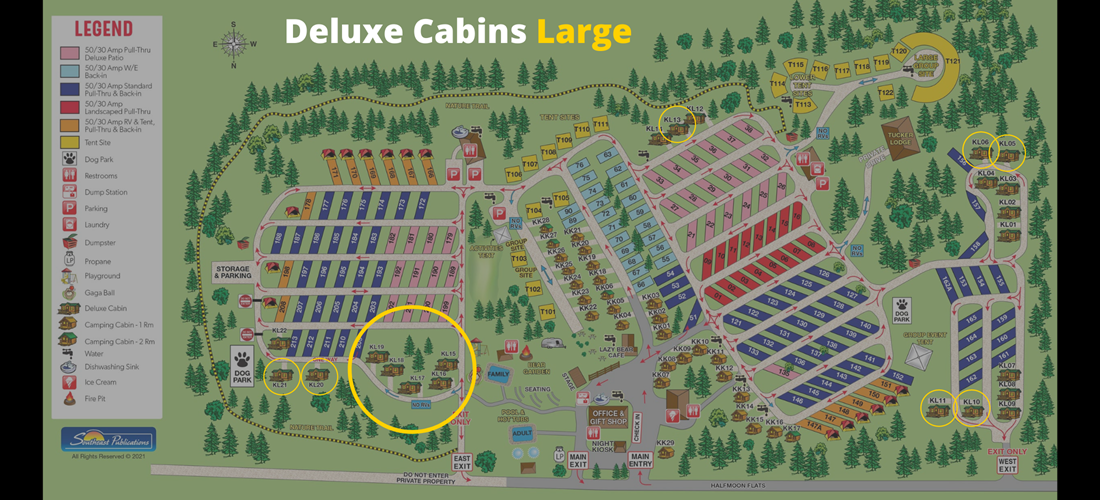 Deluxe Cabin Large Locations on Map