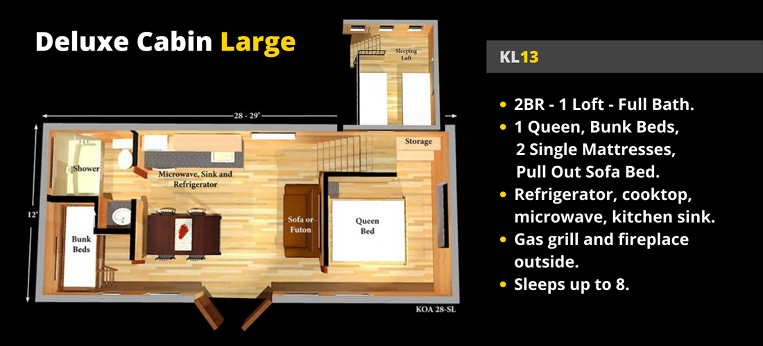 Deluxe Cabin Floor Plan for KL13.