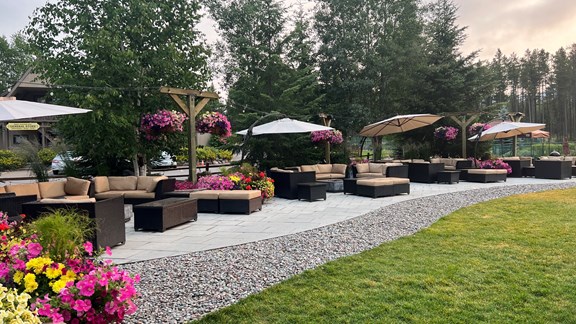 Patio seating at the Bear Garden!
