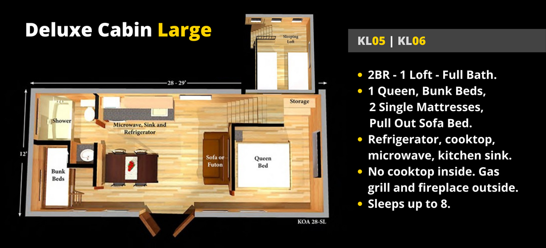Deluxe Cabin Floor Plans for KL05 and KL06.