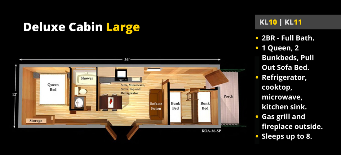 Deluxe Cabin Floor Plan for KL10 and KL11.