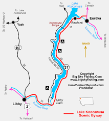 Lake Koocanusa  224 to 235 miles
