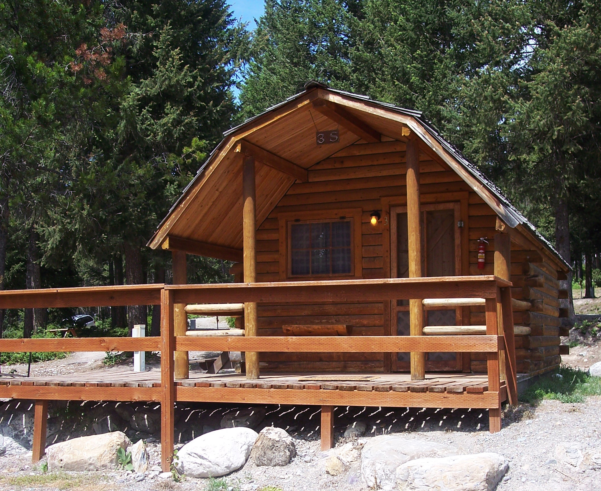 one room deck camping cabin