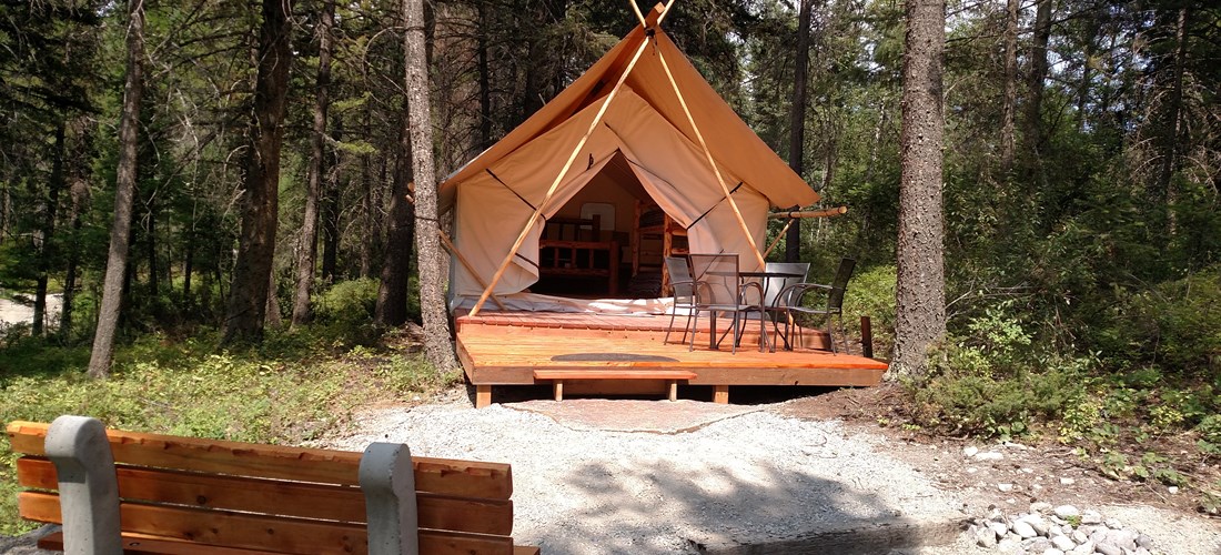 Modern tent in the woods