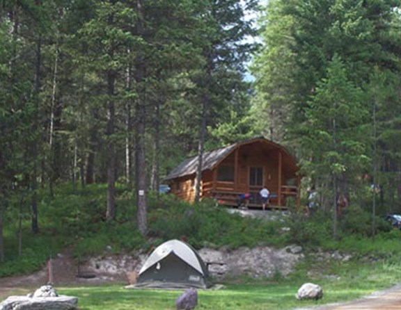 Since we are located in the mountains of Glacier National Park, some of our Kabins are situated on a hillside with a great view from the front porch.