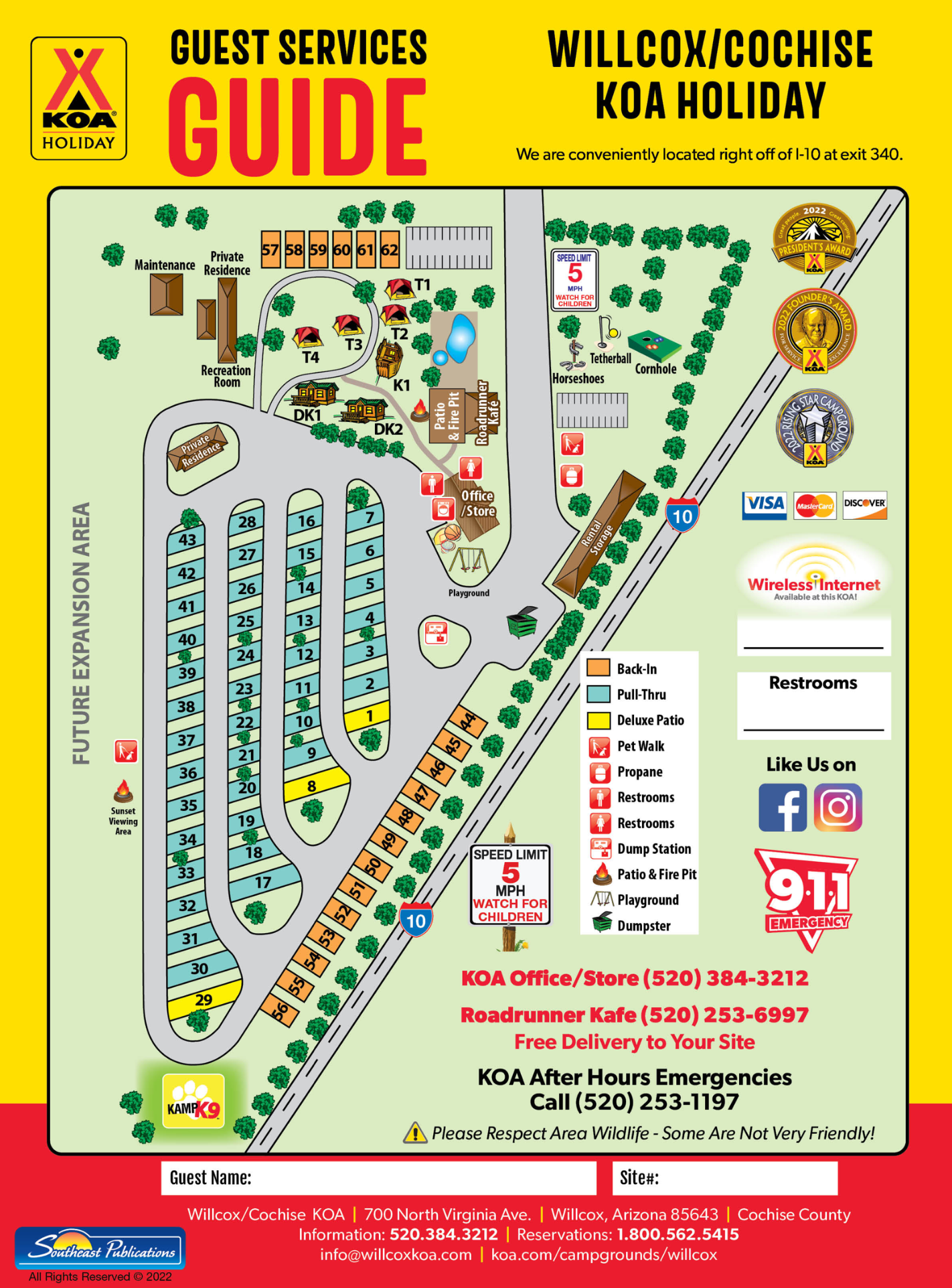 Willcox Campground Map Willcox/Cochise, AZ KOA Holiday