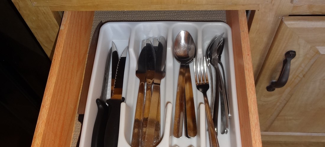 The Deluxe Cabin comes with a variety of kitchen utensils.