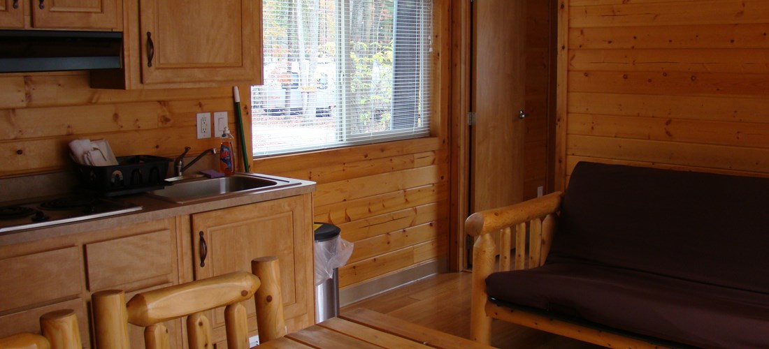 The Deluxe Cabin sleeps up to 6 people with the use of the futon.
