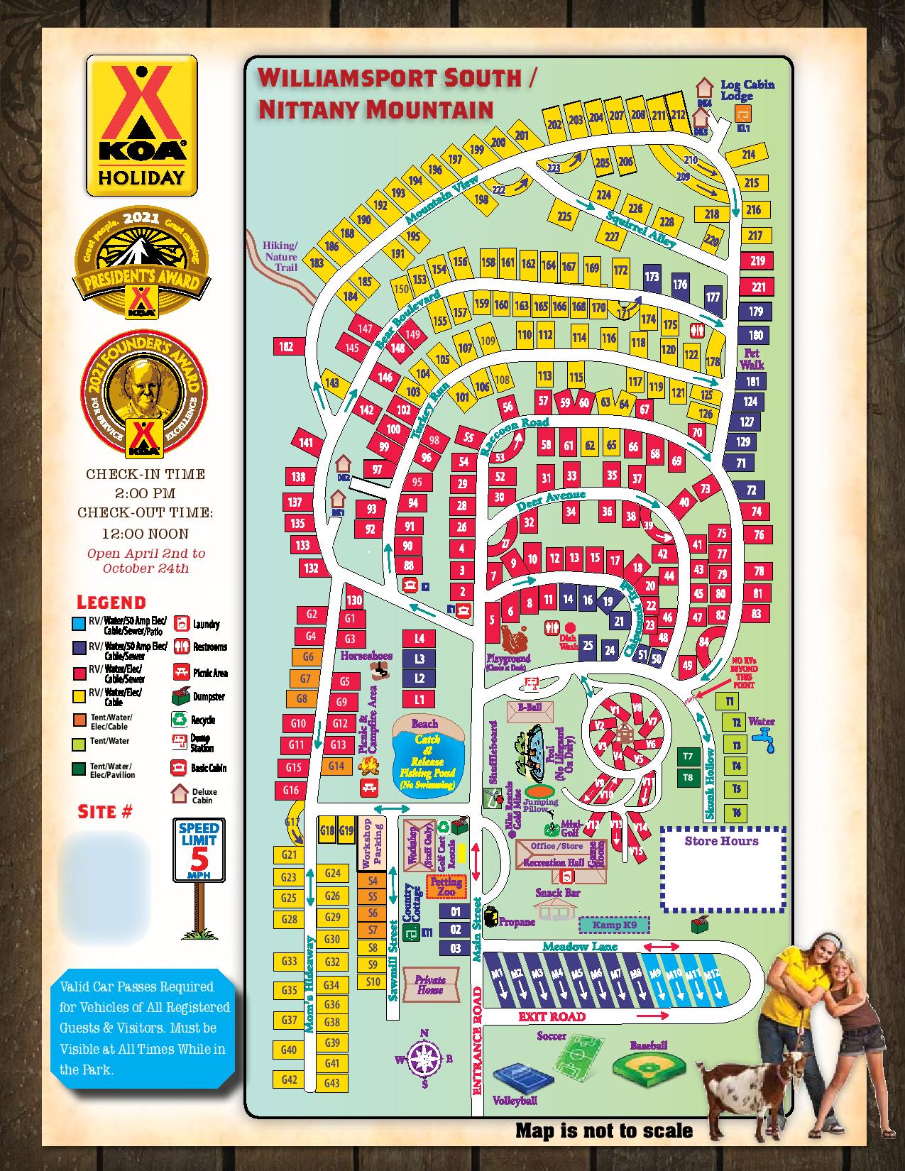 New Columbia, Pennsylvania Campground Map Williamsport South