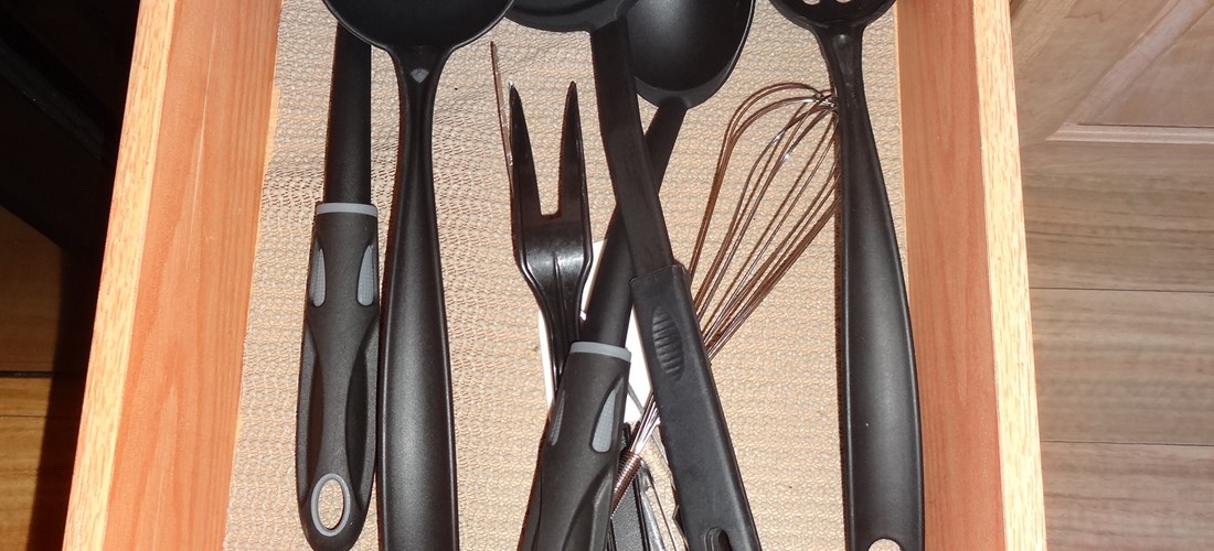 The Deluxe Cabin comes with a variety of kitchen utensils.