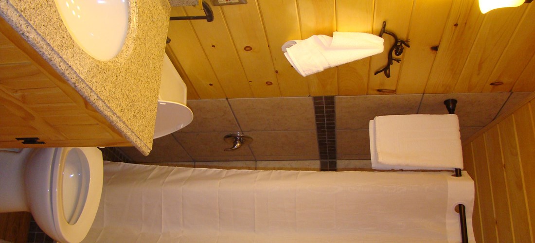 The Lodge includes a bathroom for the entire family to use.