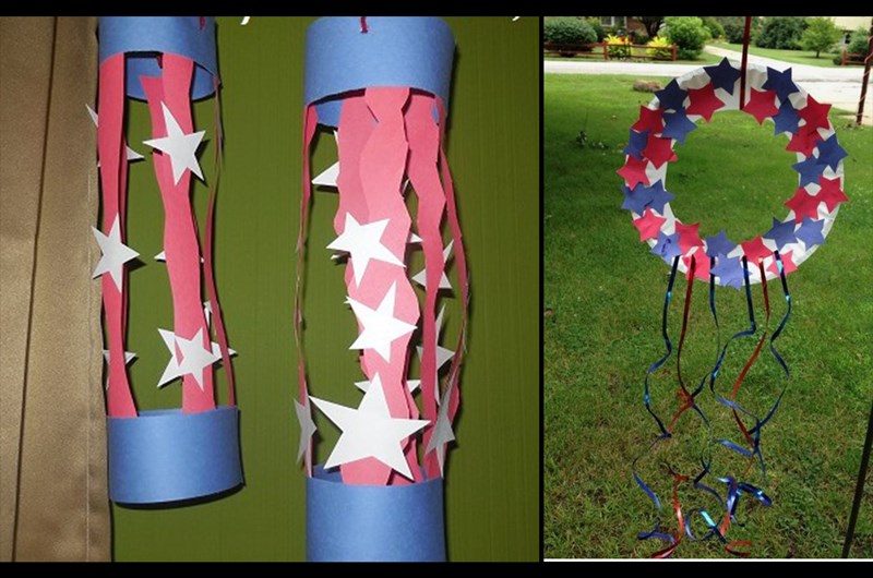 Red, White, & Blue Wreath and Lantern Photo