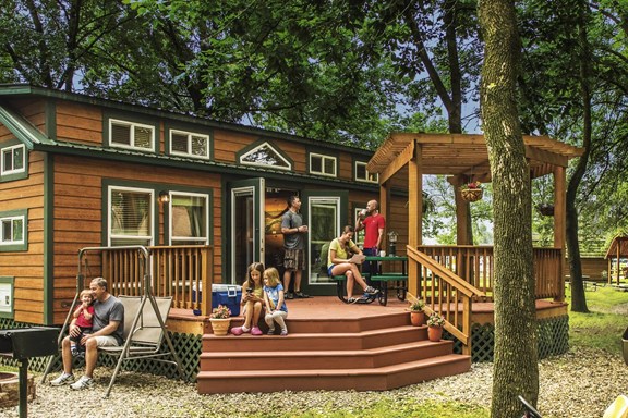 Vacationing with family and friends at a spacious KOA cabin with great campground amenities